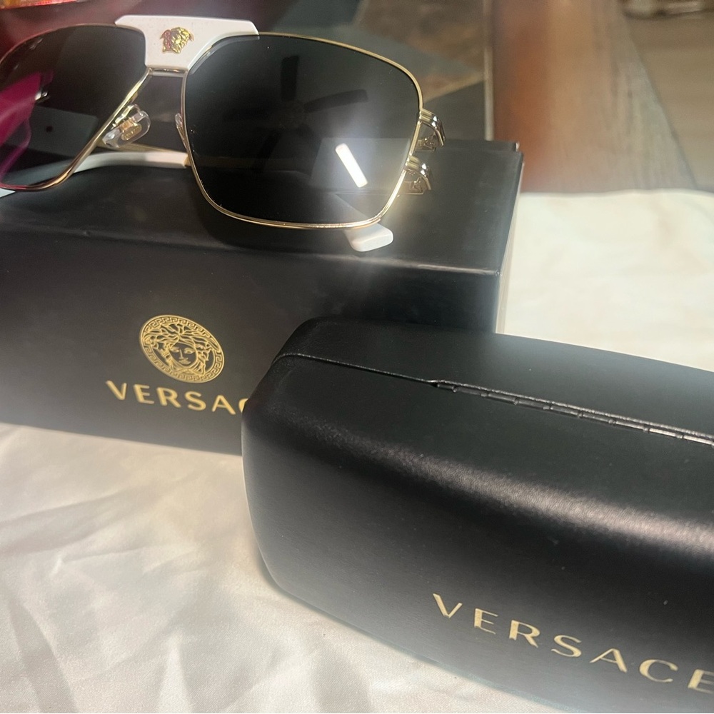 Versace Black and Gold Square Sunglasses